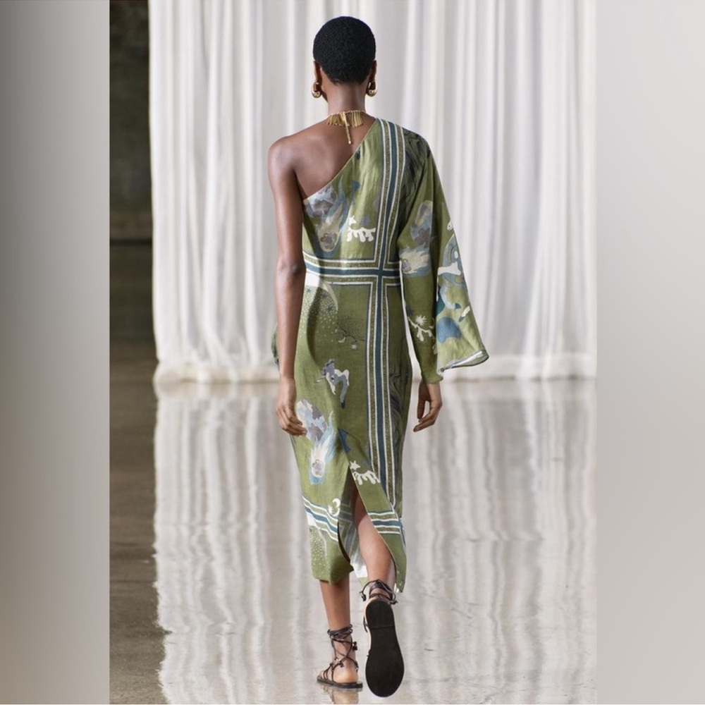 ZARA PRINT ASYMMETRIC ONE SHOULDER
LONG SLEEVE LINEN DRESS - Picture 14 of 16